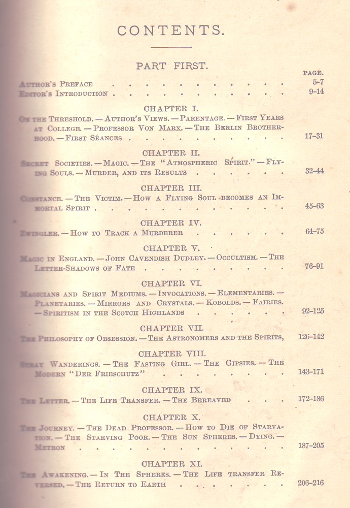 A partial table of contents