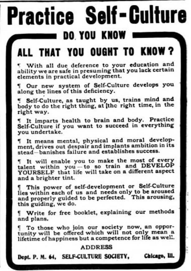 And One Of Those Societies The Self Culture Society Chicago Associated With G B Moore Made An Attempt Between 1901 1904 To Scale Up And One Of Those Societies The Self Culture Society Chicago Associated With G B Moore Made An Attempt Between 1901 1904 To Scale Up